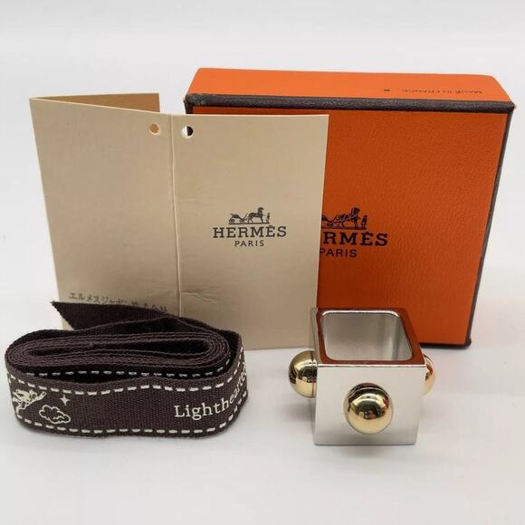 Hermes Chaine d'Ancre Scarf Ring Silver x Gold W/Box - Picture 1 of 9